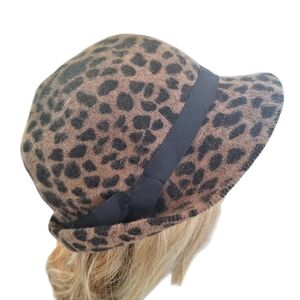 Hat Attack Rabbit Blend Cloche-Style Cheetah Print Hat Leopard Chic Trendy Warm